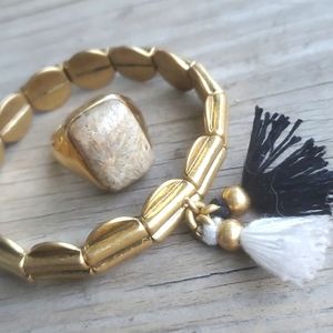 J. Crew Stretch Bracelet and Ring Set, Ring Sz 7